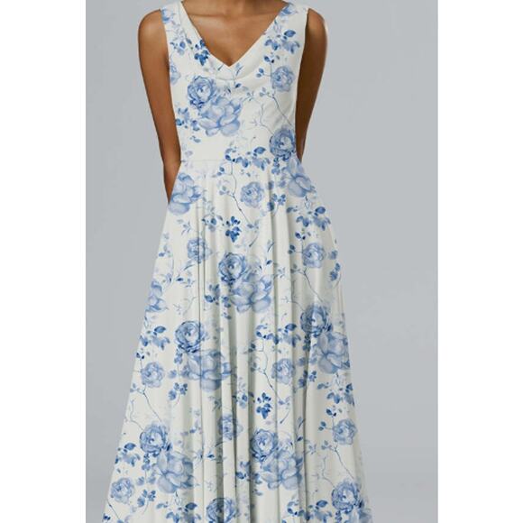 AW BRIDAL Dresses & Skirts - AW BRIDAL 4 S Blue Botanical Floral Petronilla formal party maxi dress NEW B147